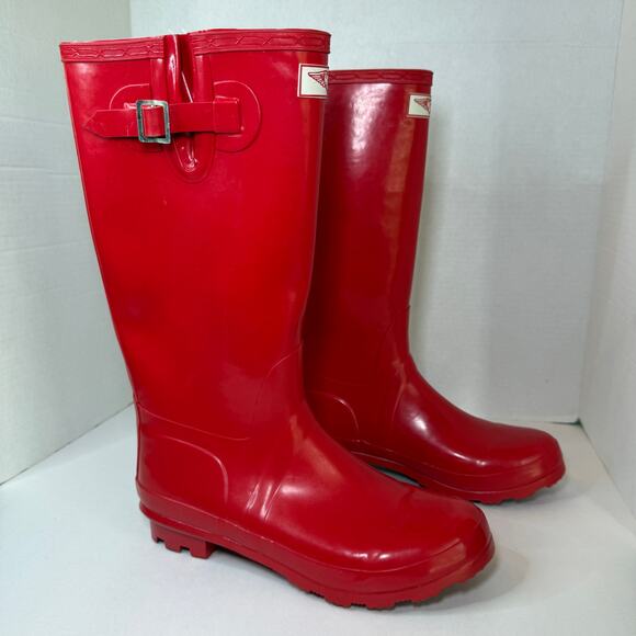 Forever Young Women's Tall Rubber Buckle Rain Boots Red Size 10 - Picture 1 of 9
